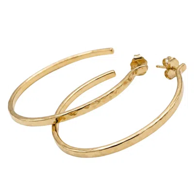 Melt'm Jewelry Women's Hammered Gold Filled Open Hoop Earrings, 2 Inch Statement Hoops