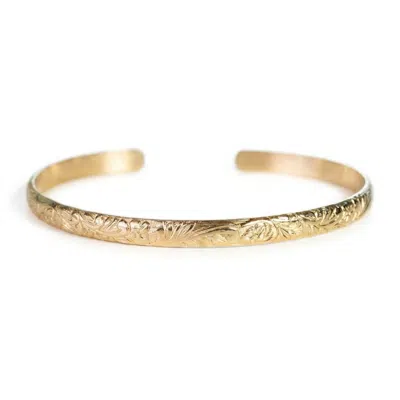 Melt'm Jewelry Women's Handwriting Engraved Gold Cuff Bracelet