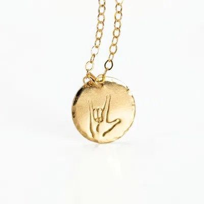 Melt'm Jewelry Women's I Love You Asl Hand Sign Necklace In Gold Filled