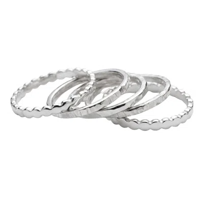 Melt'm Jewelry Women's Sterling Silver Stackable Ring Set, Five Minimalist Bands