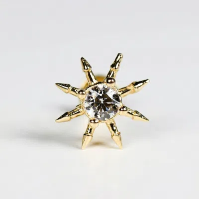 Melt'm Jewelry Women's Sun Flat Back Earrings Solid Gold With Cz