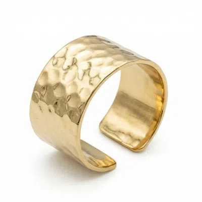 Melt'm Jewelry Women's Wide Hammered Band Ring In Gold Filled