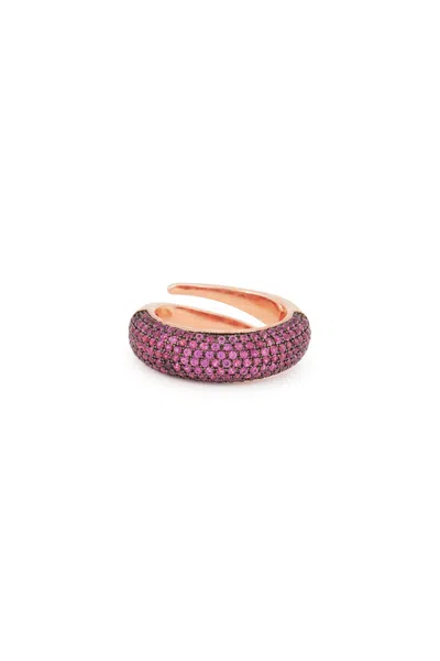 Melusina Bijoux Anello A Fascia Oro Con Zirconi Bordeaux