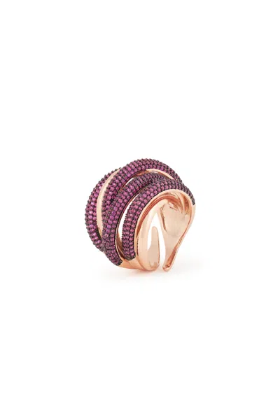 Melusina Bijoux Anello A Filo Intrecciato Bordeaux
