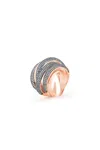 Melusina Bijoux Anello A Filo Intrecciato Jeans In Multicolore