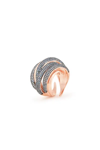 Melusina Bijoux Anello A Filo Intrecciato Jeans In Multicolore