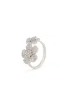 Melusina Bijoux Anello Doppio Fiore Rodio In Argento