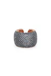 Melusina Bijoux Anello Fascione Pavé Di Zirconi Jeans In Multicolore