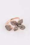 Melusina Bijoux Anello Fiore E Goccia Ros? In Nero