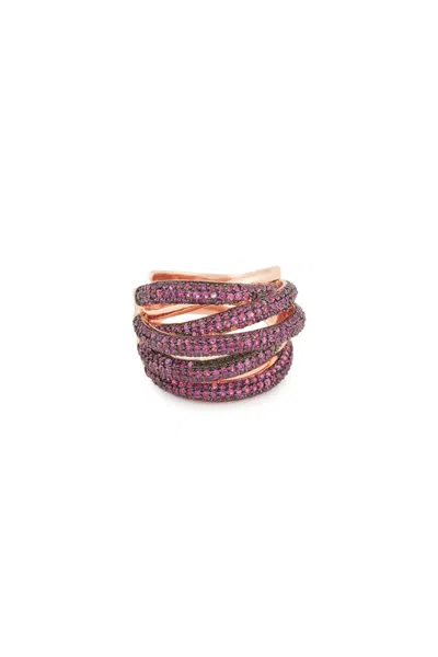 Melusina Bijoux Anello Piccolo A Filo Intrecciato Bordeaux