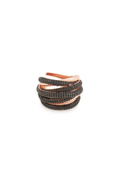 Melusina Bijoux Anello Piccolo A Filo Intrecciato Nero