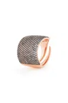 Melusina Bijoux Anello Scudo Pavé Jeans In Multicolore
