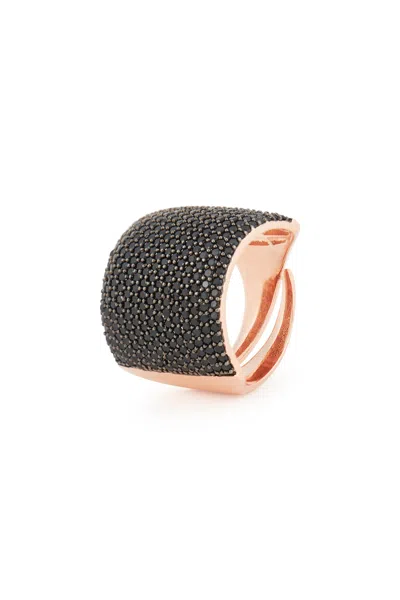 Melusina Bijoux Anello Scudo Pavé Nero