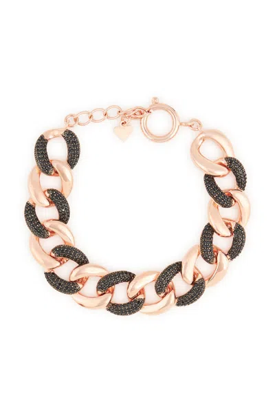 Melusina Bijoux Bracciale A Catena Con Zirconi Neri In Nero