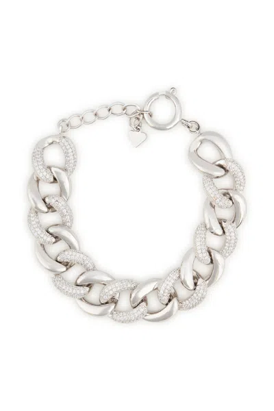 Melusina Bijoux Bracciale A Catena Con Zirconi Rodio In Argento