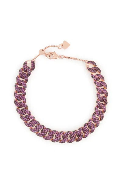 Melusina Bijoux Bracciale Groumette Bordeaux Con Zirconi
