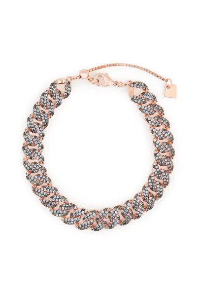 Melusina Bijoux Bracciale Groumette Jeans Con Zirconi In Multicolore