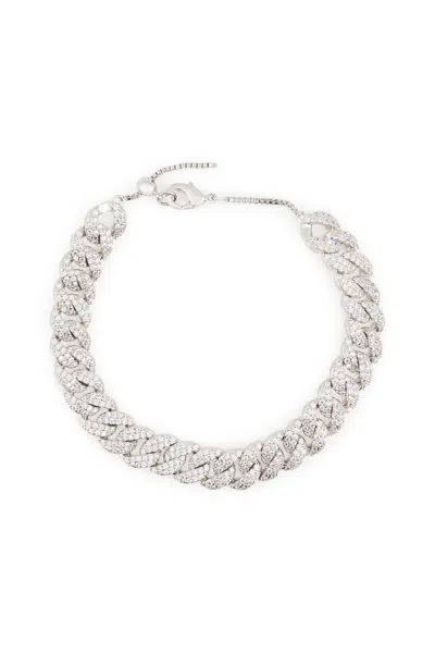 Melusina Bijoux Bracciale Groumette Rodio Con Zirconi In Argento