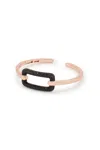 Melusina Bijoux Bracciale Rigido Oro Con Zirconi Neri In Nero