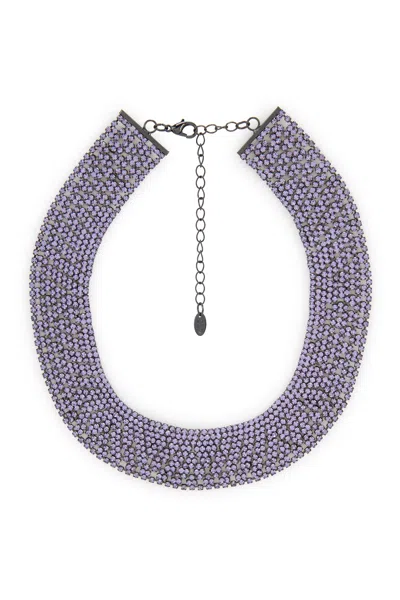 Melusina Bijoux Collana Girocollo Con Strass Lilla In Viola