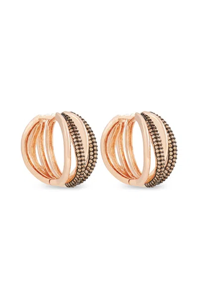 Melusina Bijoux Orecchini A Filo Intrecciato Champagne In Beige