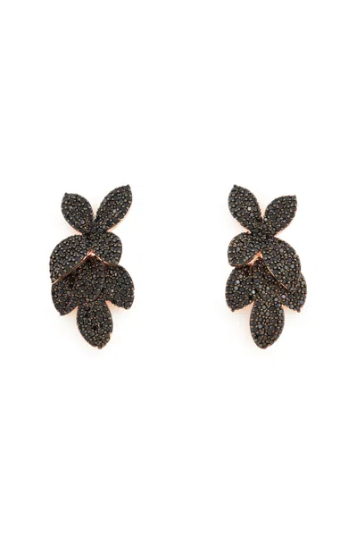 Melusina Bijoux Orecchini Fiori Neri In Nero