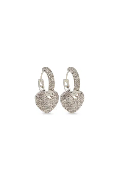 Melusina Bijoux Orecchini Pendenti Con Cuore Rodio In Argento