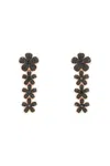 Melusina Bijoux Orecchini Pendenti Con Fiori Neri In Nero