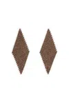 Melusina Bijoux Orecchini Rombo Con Strass Champagne In Beige