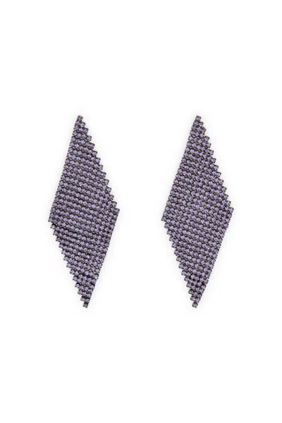 Melusina Bijoux Orecchini Rombo Con Strass Lilla In Viola