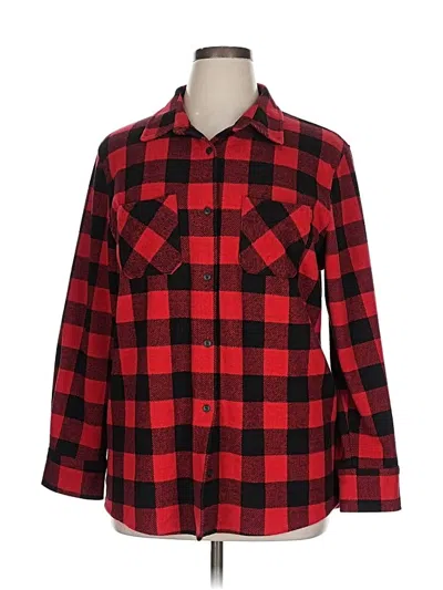 Pre-owned Member's Mark Long Sleeve Blouse In Red