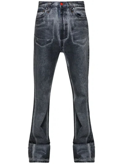 Members Of The Rage Acid-wash High-rise Flared Jeans In Blue
