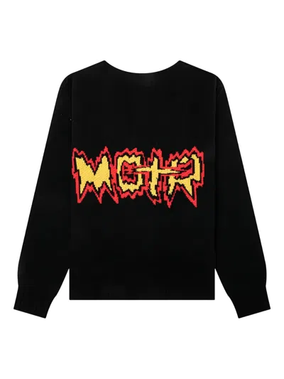 Members Of The Rage Back-logo Knit Cardigan In Black