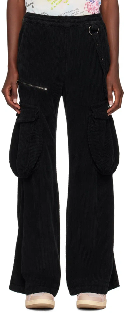 Members Of The Rage Black Cord Cargo Trousers