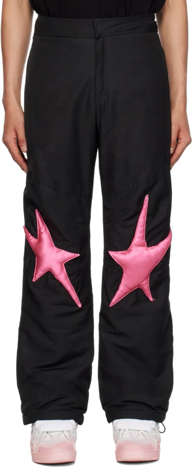 Members Of The Rage Mens Black Ski Patch-embellished Relaxed-fit Straight-leg Woven Trousers