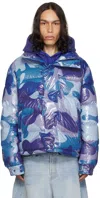 Members Of The Rage Blue Camo Puffer Jacket In Camo Print 16
