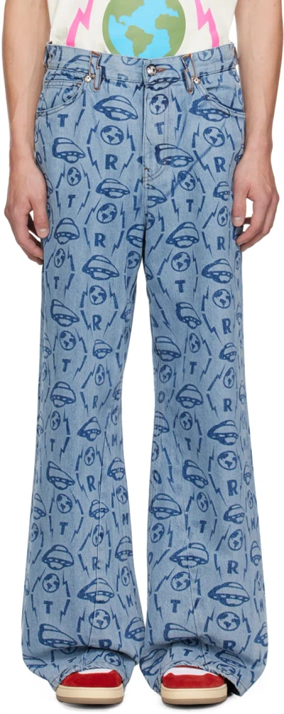 Members Of The Rage Blue Motr Monogram Jeans In Indigo
