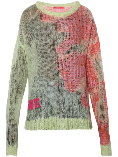 Members Of The Rage Colour-block Open-knit Jumper In Yellow