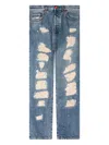 Members Of The Rage Distressed Lightning-bolt Jeans In Blue