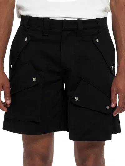 Members Of The Rage Men's Cotton Cargo Shorts In Black