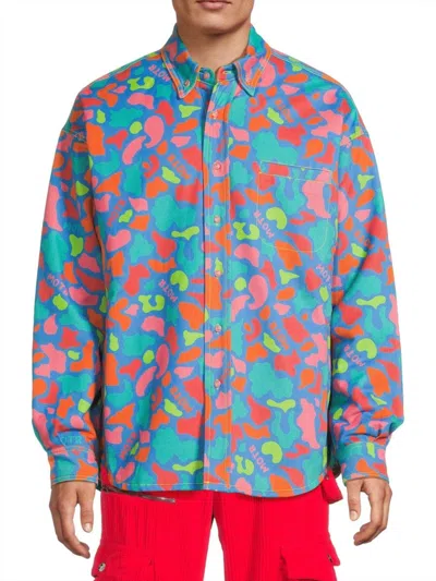 Members Of The Rage Men's Hero Camo Padded Reversible Shirt In Blue