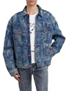 Shop Members Of The Rage Men's Oversized Printed Denim Jacket In Light Blue