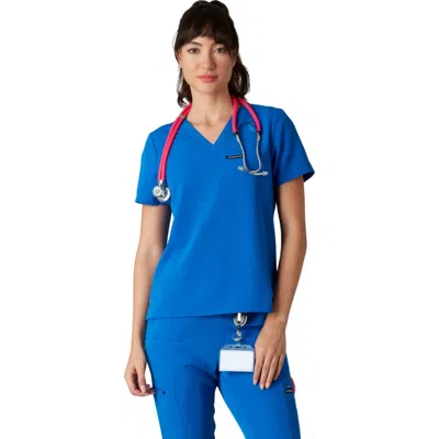 Members Only Bari 1-pocket Scrub Top In Blue