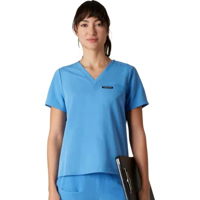 Members Only Bari 1-pocket Scrub Top In Blue