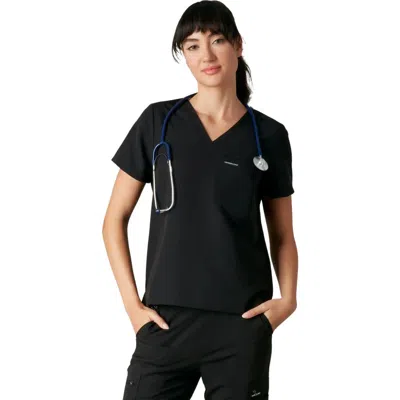 Members Only Bari 1-pocket Scrub Top In Black