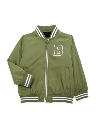 Members Only Kids' Boy's Baseball Collar Varsity Jacket In Forest