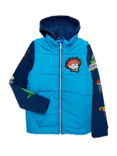Members Only Kids' Boy's Rugrats Twofer Puffer Jacket In Blue