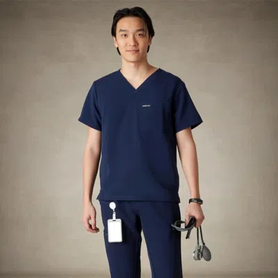 Members Only Brighton 3-pocket Scrub Top In Blue