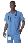 Members Only Brighton 3-pocket Scrub Top In Ceil Blue
