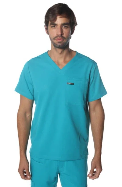 Members Only Brighton 3-pocket Scrub Top In Teal